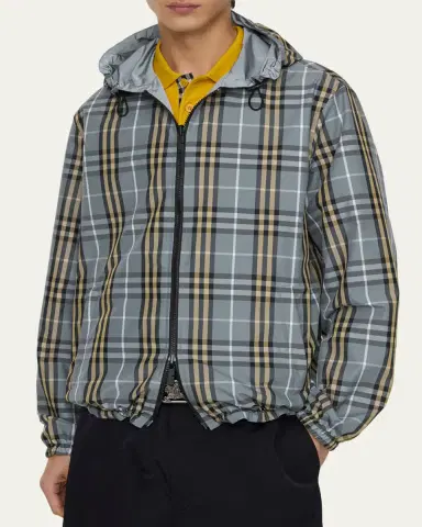 Burberry Men's Reversible Check Hooded Jacket | Thumbnail 3