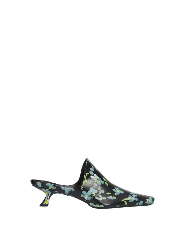 Loewe 45mm Emily Floral Leather Mules