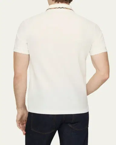 Burberry Men's Slim Fit Check-Placket Pique Polo Shirt | Thumbnail 2