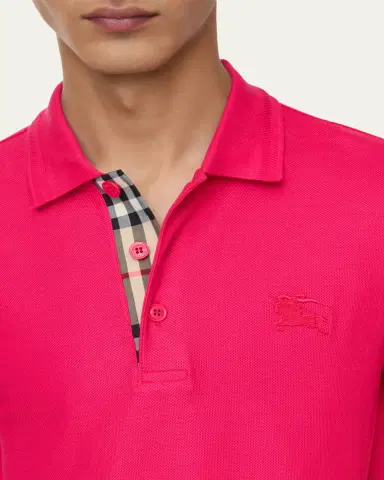 Burberry Men's Check-Placket Cotton Pique Polo Shirt | Thumbnail 3