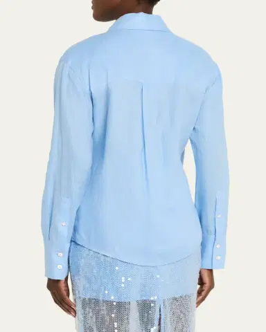 Veronica Beard Perezzi Asymmetric Linen Shirt | Thumbnail 3 Veronica Beard Perezzi Asymmetric Linen Shirt | Thumbnail 3