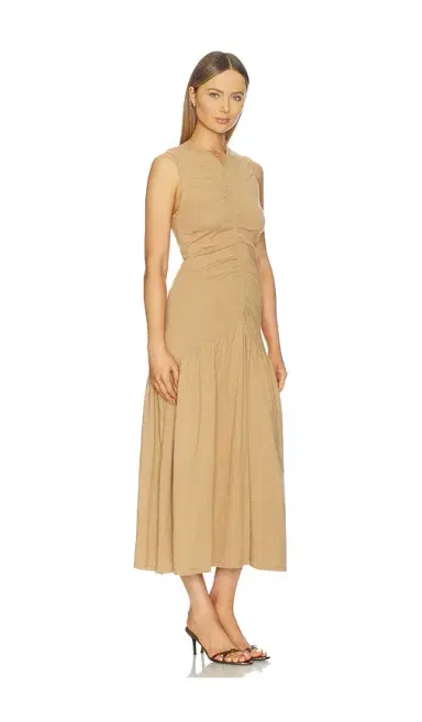 NAADAM Cotton Cashmere Long Ruched Dress | Thumbnail 2