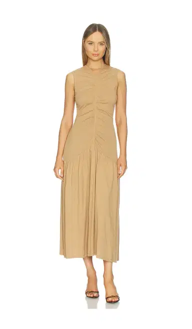 NAADAM Cotton Cashmere Long Ruched Dress | Thumbnail 1
