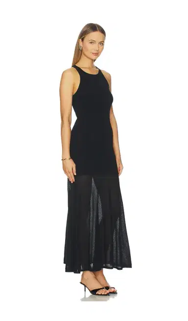 NAADAM Super Fine Crepe Long Dress With Sheer Skirt | Thumbnail 2