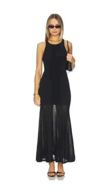 NAADAM Super Fine Crepe Long Dress With Sheer Skirt | Thumbnail 1
