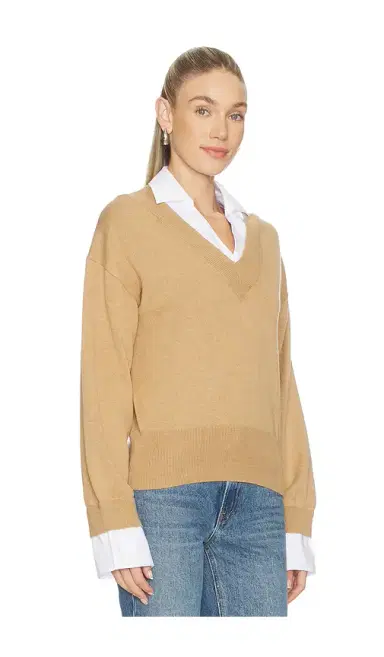NAADAM Cotton Cashmere Mixed Media V-neck | Thumbnail 2 NAADAM Cotton Cashmere Mixed Media V-neck | Thumbnail 2
