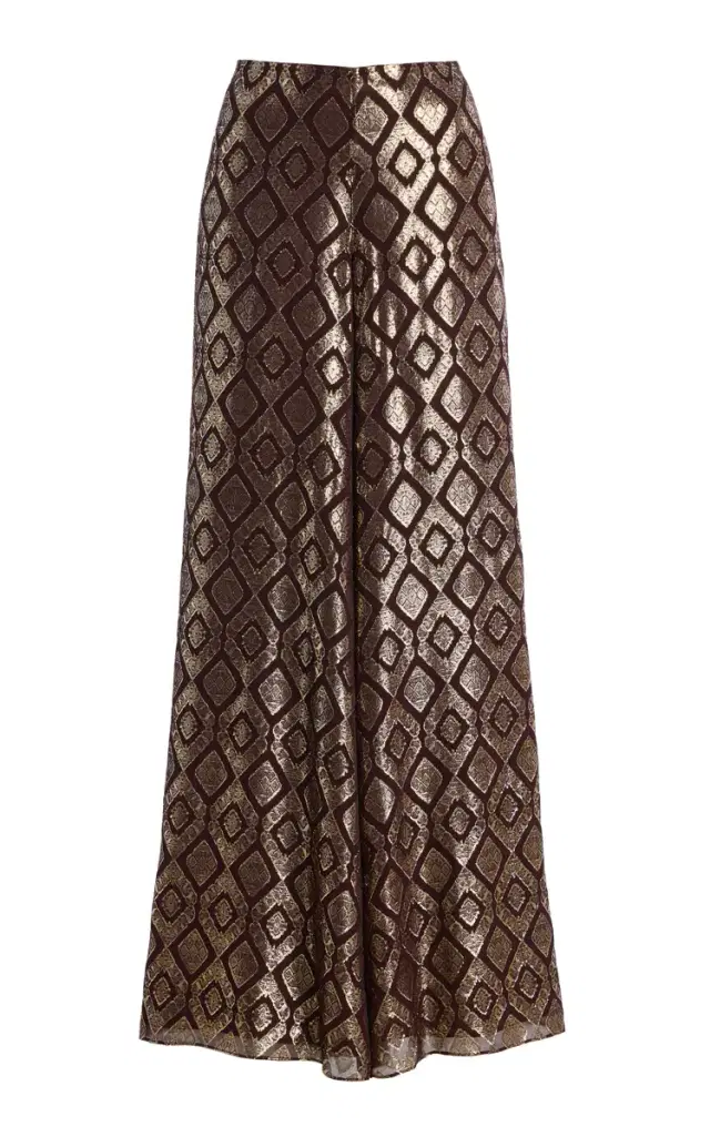 Maxine Metallic Jacquard Wide-Leg Pants