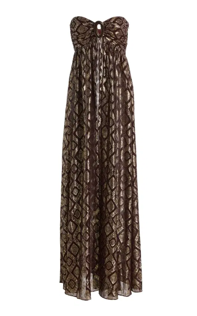 Izza Strapless Metallic Jacquard Top