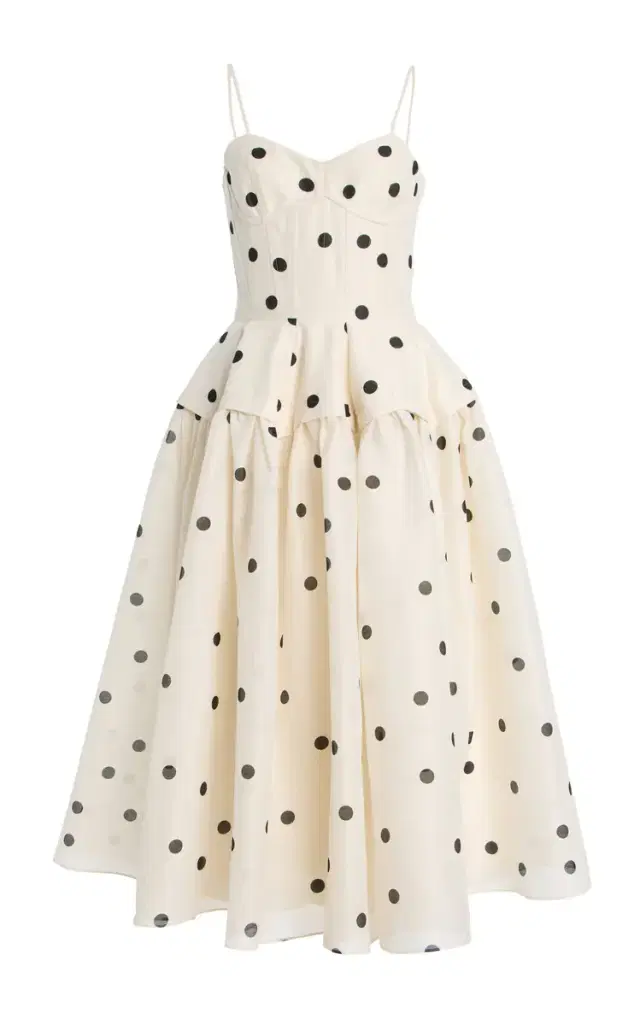 Parma Polka-Dot Crepe Midi Dress