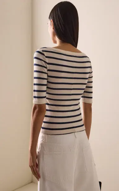 Citizens of Humanity Striped Cotton-Blend Boatneck Slim T-Shirt | Thumbnail 4 Citizens of Humanity Striped Cotton-Blend Boatneck Slim T-Shirt | Thumbnail 4