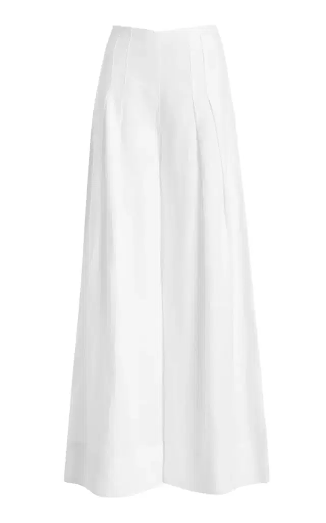 Riviera Pleated Linen Cropped Palazzo Pants