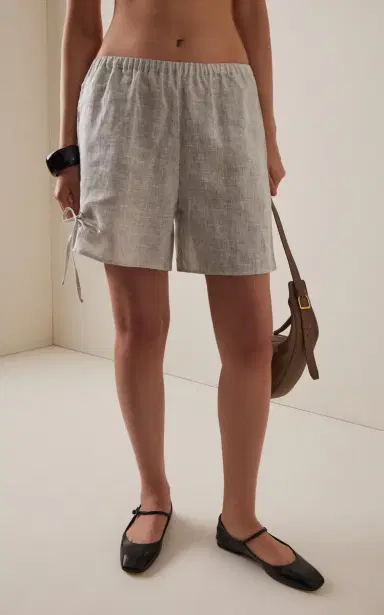 Deiji Studios Eyelet Striped Linen Shorts | Thumbnail 3