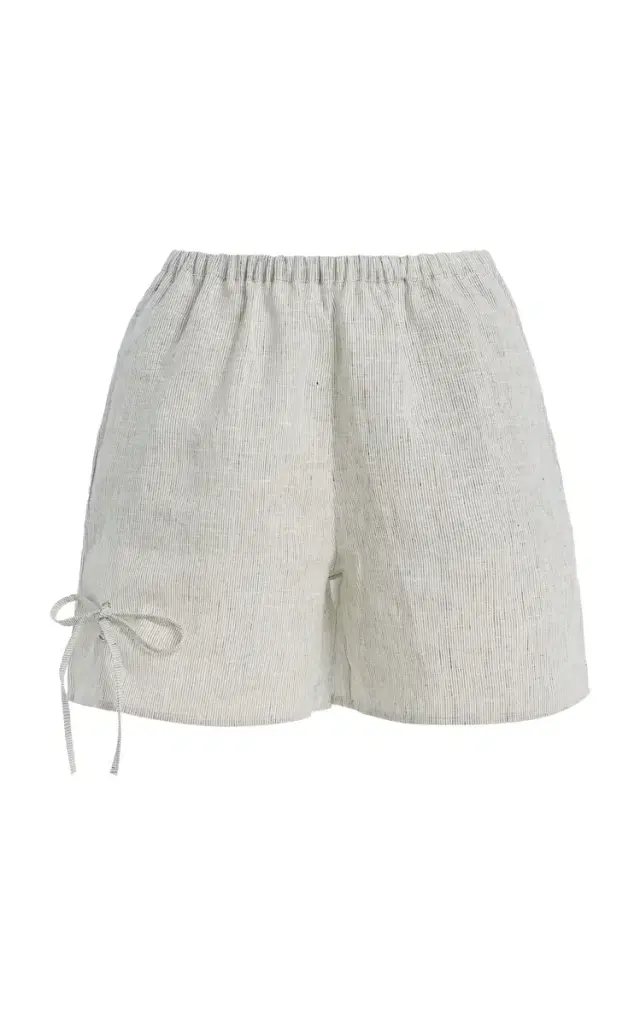 Deiji Studios Eyelet Striped Linen Shorts