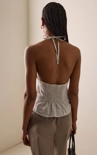 Deiji Studios Close Striped Linen Halter Top | Thumbnail 4 Deiji Studios Close Striped Linen Halter Top | Thumbnail 4