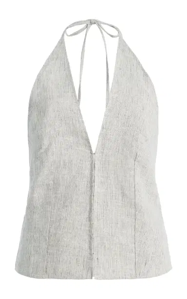 Deiji Studios Close Striped Linen Halter Top | Thumbnail 6 Deiji Studios Close Striped Linen Halter Top | Thumbnail 6