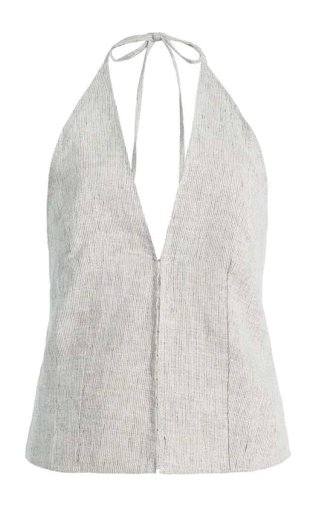 Deiji Studios Close Striped Linen Halter Top