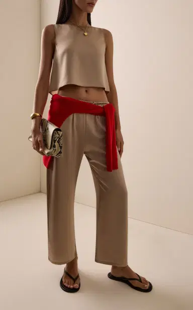 LESET Barb Satin Crop Top | Thumbnail 3
