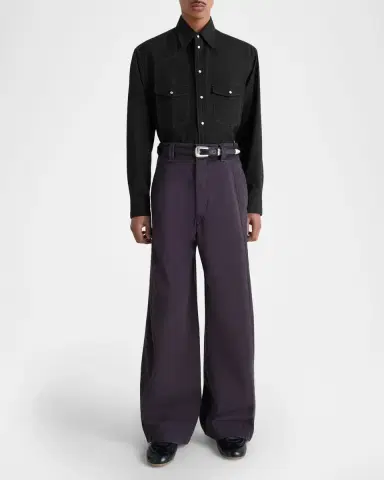 Lemaire Men's Cotton Twill Snap-Front Western Shirt | Thumbnail 2 Lemaire Men's Cotton Twill Snap-Front Western Shirt | Thumbnail 2