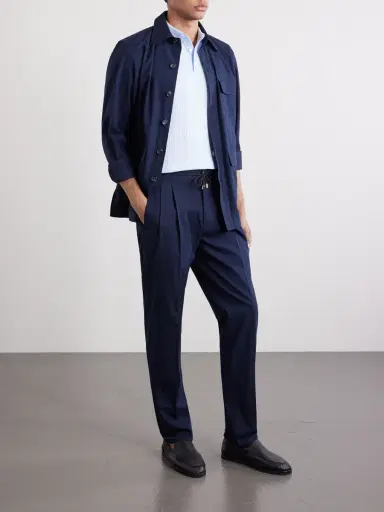 De Petrillo Straight-Leg Pleated Cotton-Twill Trousers - Men | Thumbnail 2 De Petrillo Straight-Leg Pleated Cotton-Twill Trousers - Men | Thumbnail 2