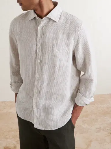 Hartford Paul Striped Linen Shirt - Men | Thumbnail 5