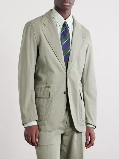 Drake's Games Herringbone Cotton Suit Jacket - Men | Thumbnail 3