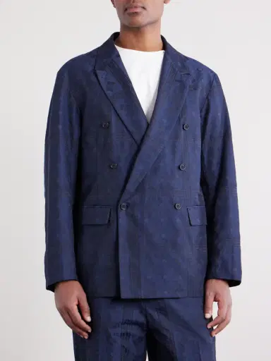 Blue Blue Japan Double-Breasted Cotton-Blend Jacquard Suit Jacket - Men | Thumbnail 3