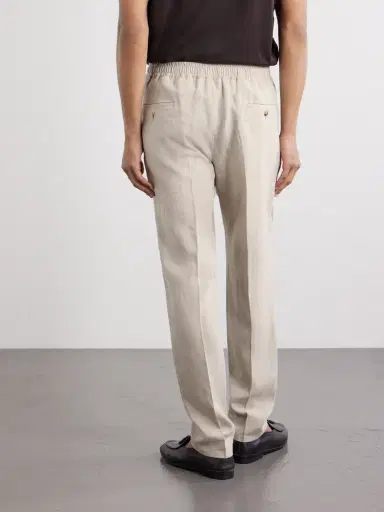 De Petrillo Straight-Leg Pleated Linen Suit Trousers - Men | Thumbnail 4