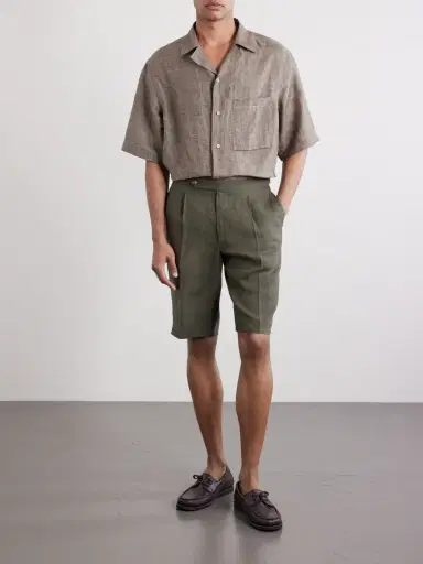 De Petrillo Straight-Leg Pleated Linen Shorts - Men | Thumbnail 2 De Petrillo Straight-Leg Pleated Linen Shorts - Men | Thumbnail 2