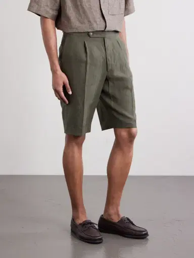 De Petrillo Straight-Leg Pleated Linen Shorts - Men | Thumbnail 3 De Petrillo Straight-Leg Pleated Linen Shorts - Men | Thumbnail 3