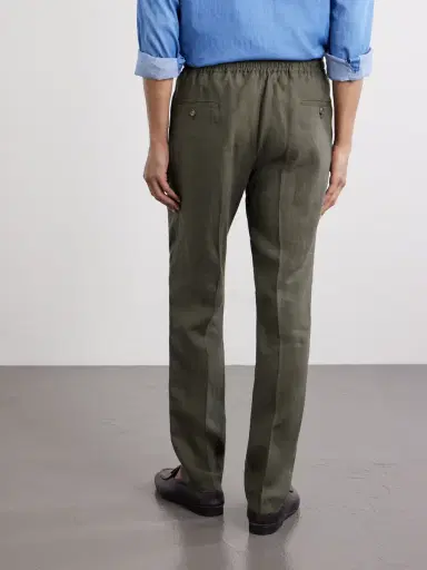 De Petrillo Straight-Leg Pleated Linen Suit Trousers - Men | Thumbnail 4