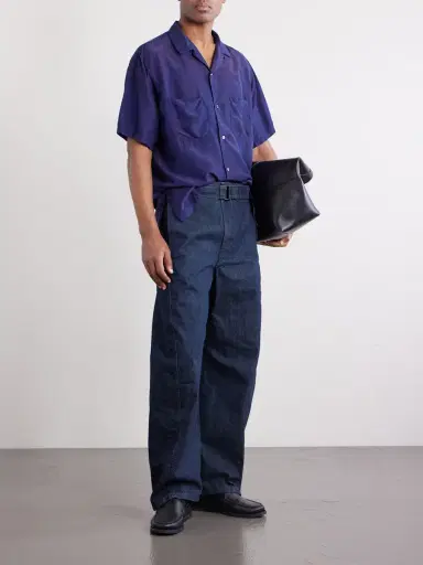 Blue Blue Japan Convertible-Collar Indigo-Dyed Silk-Habotai Shirt - Men | Thumbnail 2