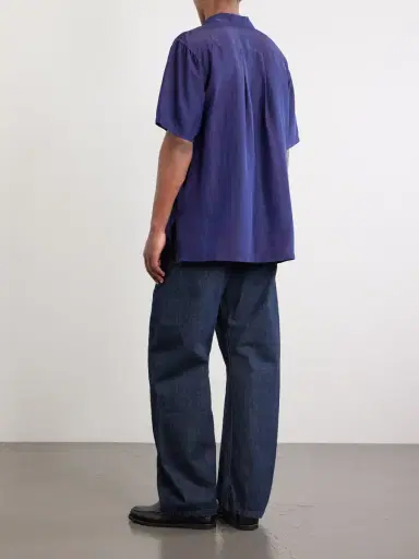 Blue Blue Japan Convertible-Collar Indigo-Dyed Silk-Habotai Shirt - Men | Thumbnail 4