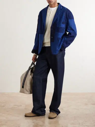 Blue Blue Japan Nenrin Indigo-Dyed Patchwork Linen Blazer - Men | Thumbnail 2