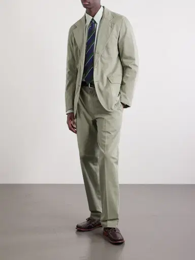 Drake's Games Straight-Leg Herringbone Cotton Suit Trousers - Men | Thumbnail 2 Drake's Games Straight-Leg Herringbone Cotton Suit Trousers - Men | Thumbnail 2