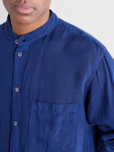 Blue Blue Japan Grandad-Collar Linen-Chambray Shirt - Men | Thumbnail 5