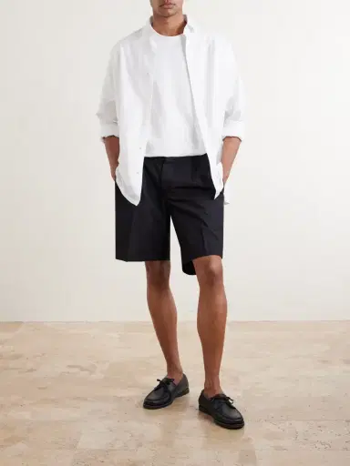 3sixteen Safari Straight-Leg Pleated Cotton-Poplin Shorts - Men | Thumbnail 2