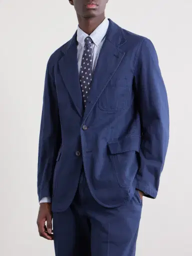 Drake's Games Herringbone Cotton Suit Jacket - Men | Thumbnail 3