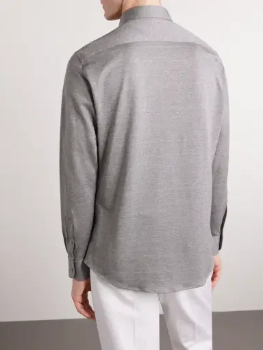 Zegna Silk, Linen and Cotton-Blend Shirt - Men | Thumbnail 4