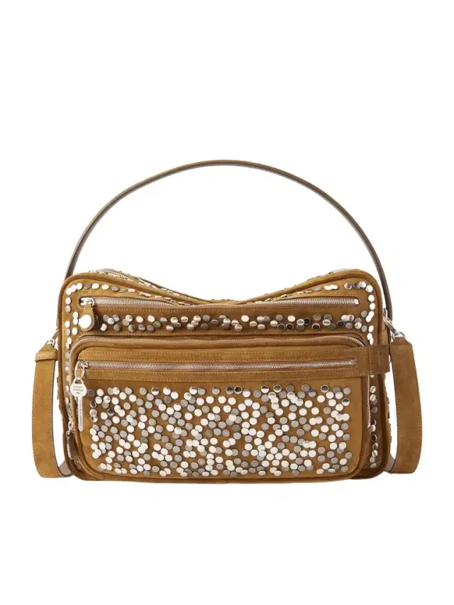 Camero Camera Embellished Suede Shoulder Bag
