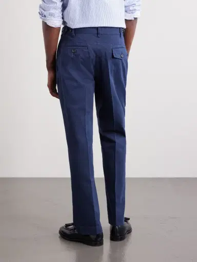 Drake's Games Straight-Leg Herringbone Cotton Suit Trousers - Men | Thumbnail 4