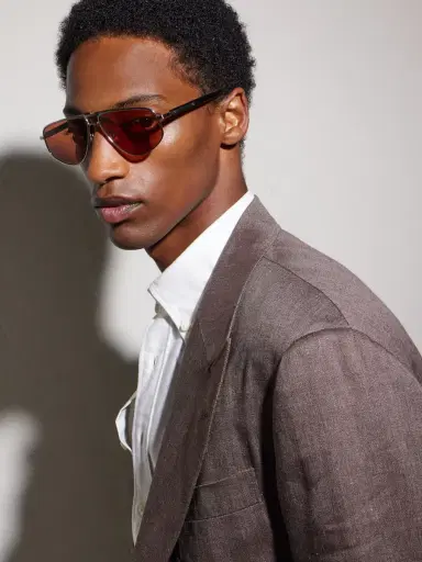 Brunello Cucinelli Aviator-Style Titanium Sunglasses - Men | Thumbnail 2