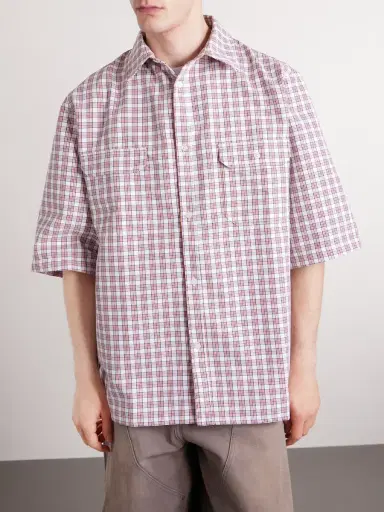 Willy Chavarria SS Corcoran Checked Woven Shirt - Men | Thumbnail 3