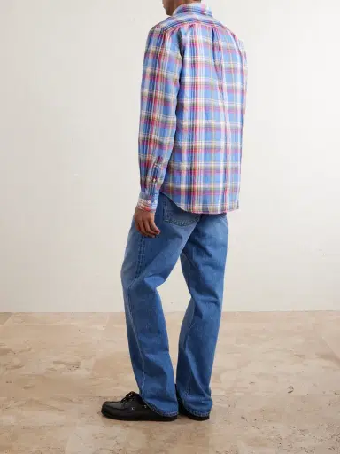 Hartford Button-Down Collar Checked Linen and Cotton-Blend Shirt - Men | Thumbnail 4