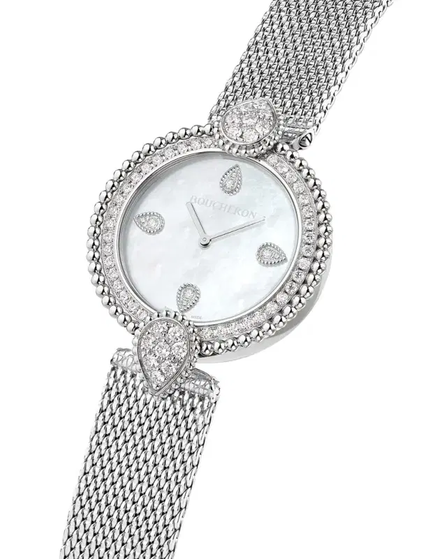 Serpent Boheme Bracelet Watch with Diamonds and Mother of Pearl Dial