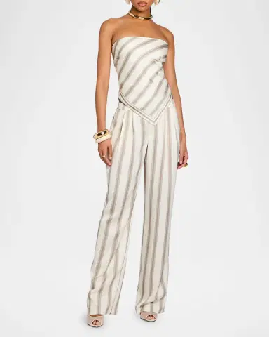 SEROYA Marlowe Striped Satin Pants | Thumbnail 2