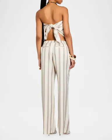 SEROYA Marlowe Striped Satin Pants | Thumbnail 3