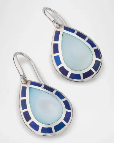 Jan Leslie Lapis and Blue MOP Teardrop Dangle Earrings in Sterling Silver | Thumbnail 3