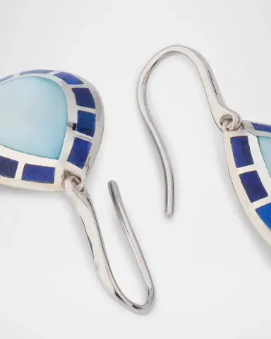 Jan Leslie Lapis and Blue MOP Teardrop Dangle Earrings in Sterling Silver | Thumbnail 4