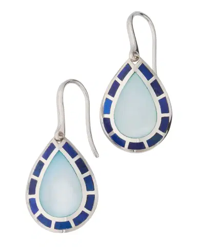 Jan Leslie Lapis and Blue MOP Teardrop Dangle Earrings in Sterling Silver | Thumbnail 1