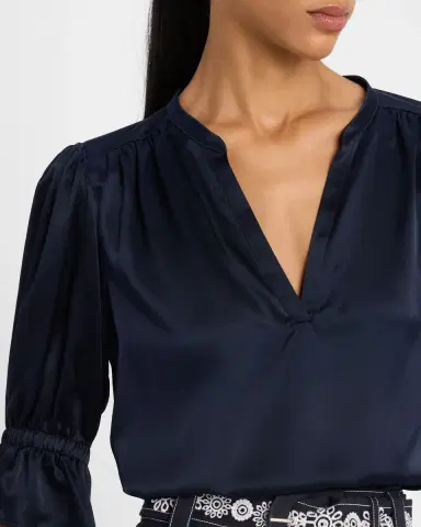 Cinq à Sept Fiona Silk Split-Neck Top | Thumbnail 5